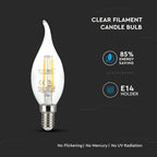 4W CF37 Żarówka LED Filament / Klosz Transparentny / Chip SAMSUNG / Barwa:2700K / Trzonek:E14