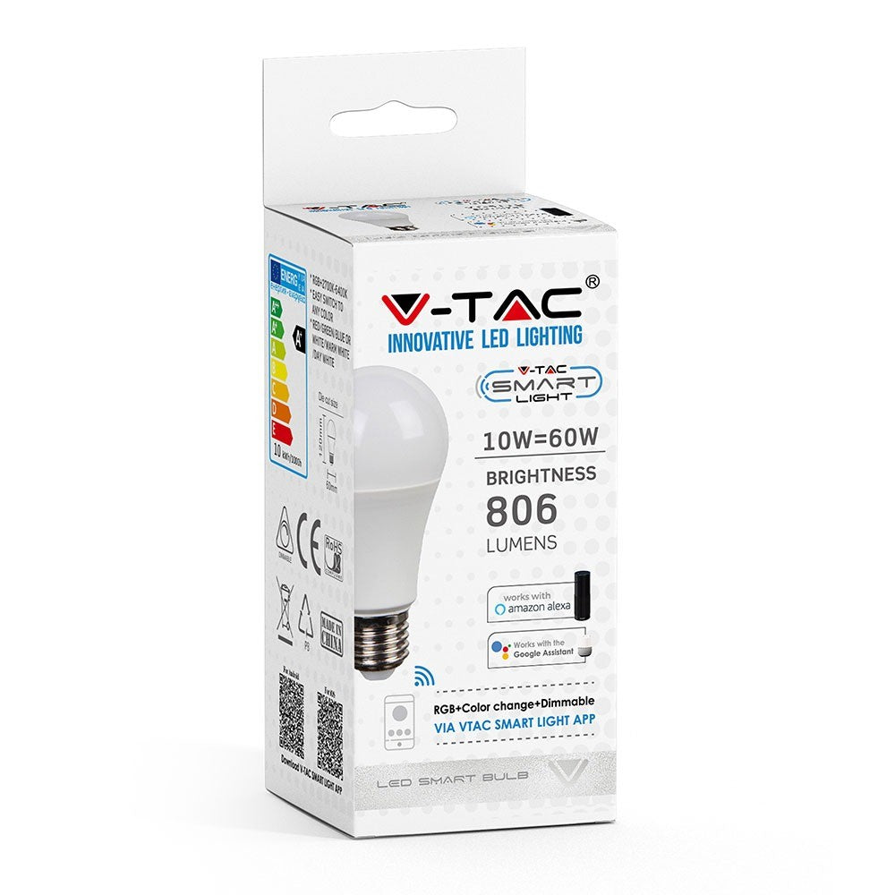 10W A60 Żarówka LED Kompatybilna z Amazon Alexa i Google Home / Barwa: RGB+WW+CW / Trzonek:E27