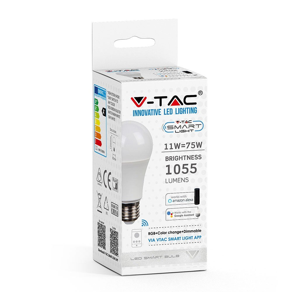 11W A60 Żarówka LED Kompatybilna z Amazon Alexa i Google Home / Barwa: RGB+WW+CW / Trzonek:E27