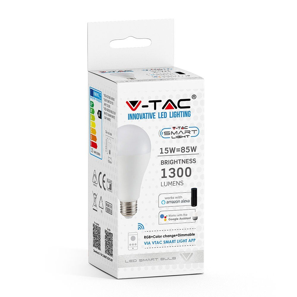 15W A65 Żarówka LED Kompatybilna z Amazon Alexa i Google Home / Barwa: RGB+WW+CW / Trzonek:E27
