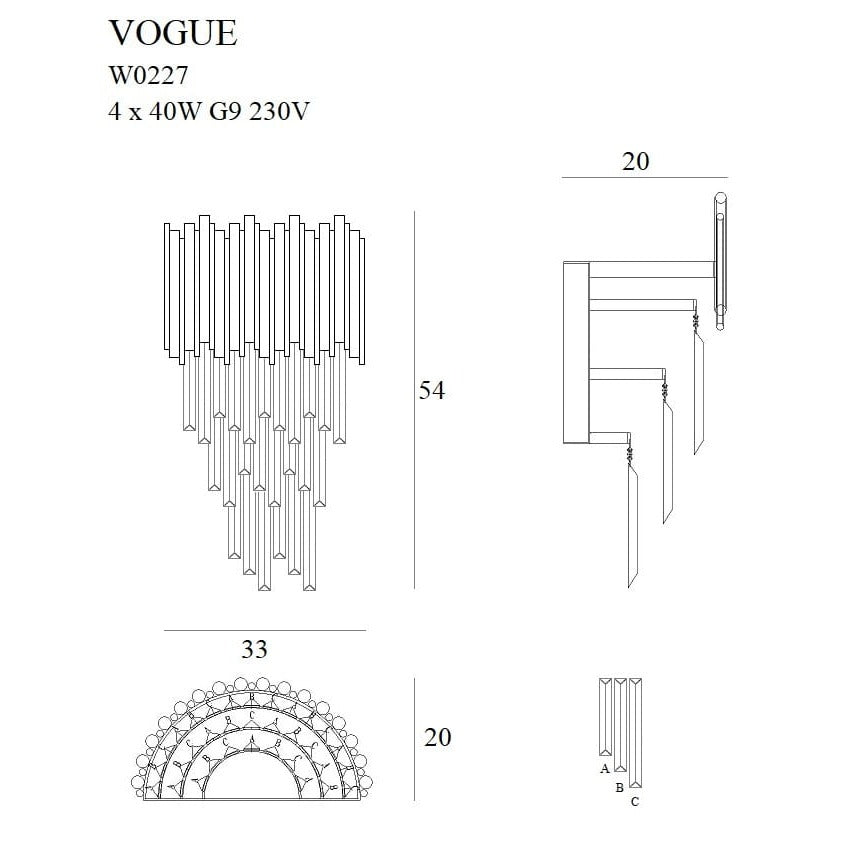 Maxlight Kinkiet Vogue - Metal + szkło - Złoty W0227