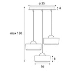 Maxlight Lampa wisząca Lipari III - Aluminium + akryl - Biały + złoty szczotkowany P0543