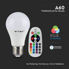 9W A60 Żarówka LED sterowana pilotem / Barwa:RGB+4000K / Trzonek:E27