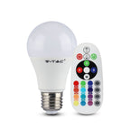 9W A60 Żarówka LED sterowana pilotem / Barwa:RGB+6400K / Trzonek:E27
