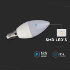 3.5W C35 Żarówka LED sterowana pilotem / Barwa:RGB+4000K / Ściemniana / Trzonek:E14