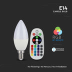 3.5W C35 Żarówka LED sterowana pilotem / Barwa:RGB+6400K / Ściemniana / Trzonek:E14