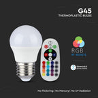 3.5W G45 Żarówka LED sterowana pilotem / Barwa:RGB+4000K / Trzonek:E27