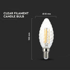 4W C35 Żarówka LED Filament Twist / Klosz Transparentny / Chip SAMSUNG / Barwa:2700K / Trzonek:E14