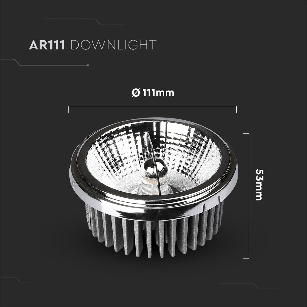 20W Reflektor AR111 / Barwa:4000K / Kąt 40' / Srebrny