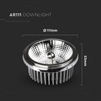 20W Reflektor AR111 / Barwa:6400K / Kąt 40' / Srebrny