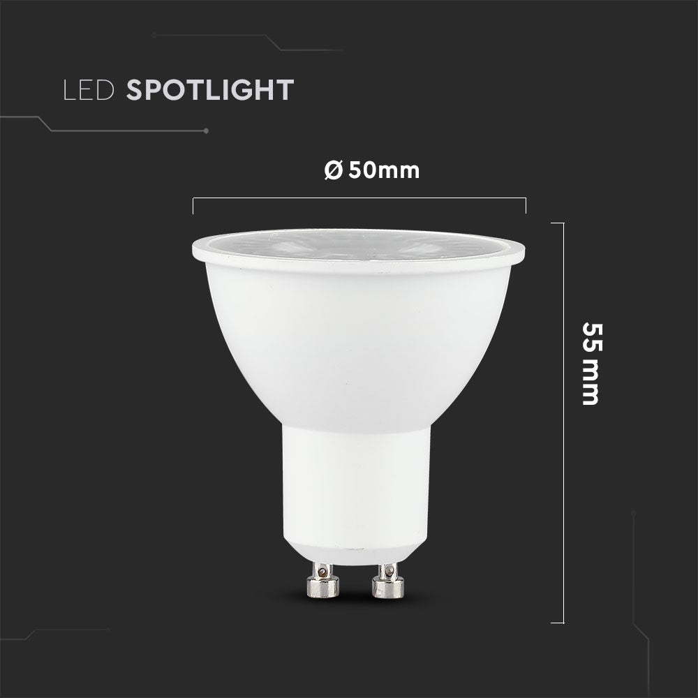 5W GU10 Żarówka LED / Barwa:6400K / Kąt 38' / Opakowanie: 10szt. /Trzonek:GU10