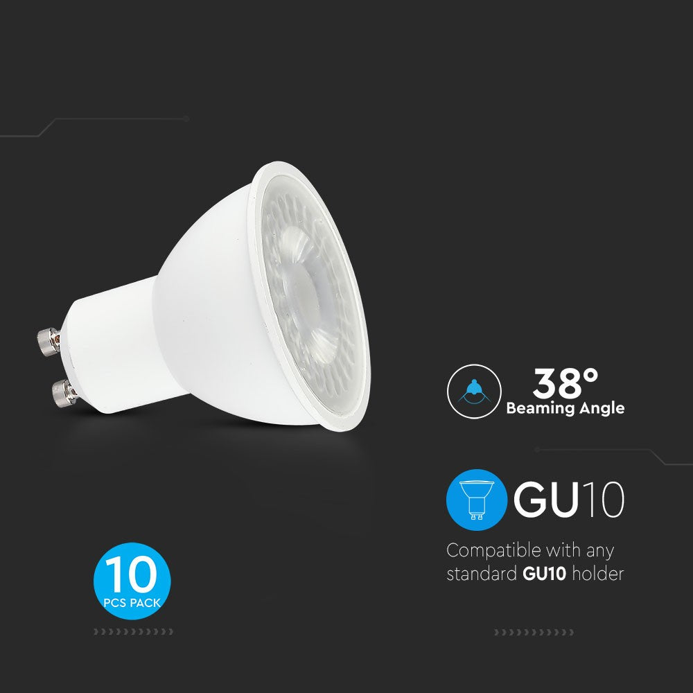 5W GU10 Żarówka LED / Barwa:6400K / Kąt 38' / Opakowanie: 10szt. /Trzonek:GU10