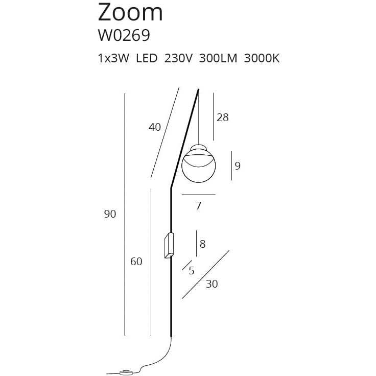 Maxlight Kinkiet Zoom - Metal + akryl - Czarny W0269