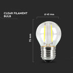 4W G45 Żarówka LED Filament / Klosz Transparentny / Chip SAMSUNG / Barwa:2700K / Trzonek:E27