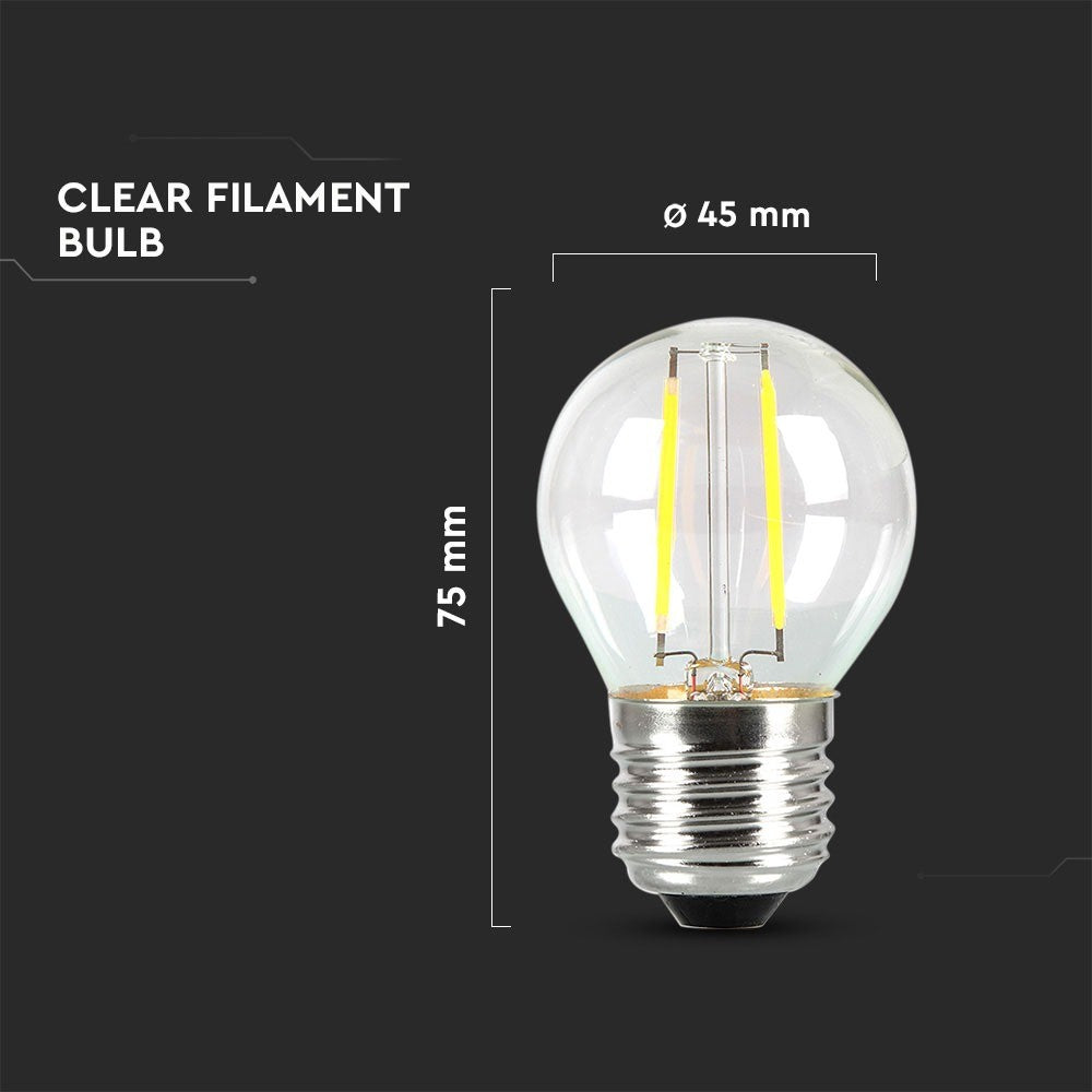 4W G45 Żarówka LED Filament / Klosz Transparentny / Chip SAMSUNG / Barwa:2700K / Trzonek:E27