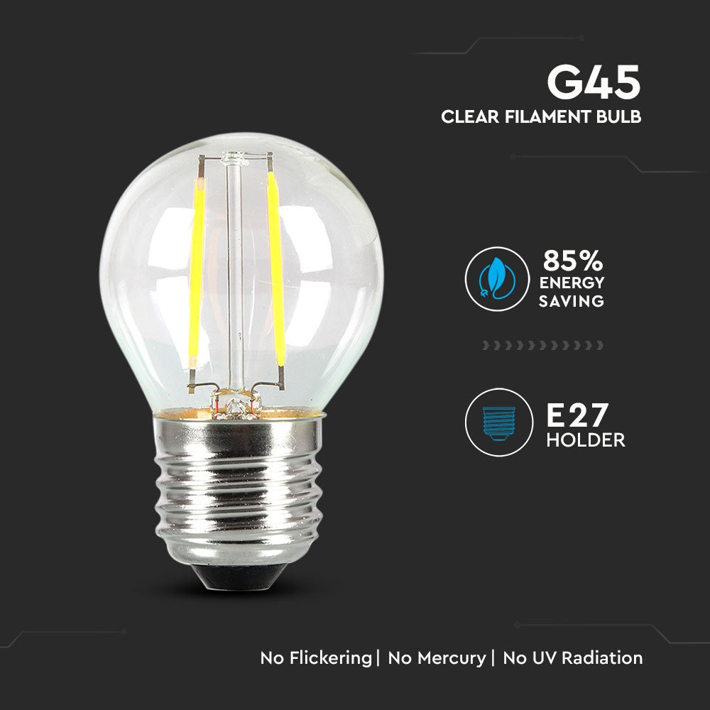 4W G45 Żarówka LED Filament / Klosz Transparentny / Chip SAMSUNG / Barwa:2700K / Trzonek:E27