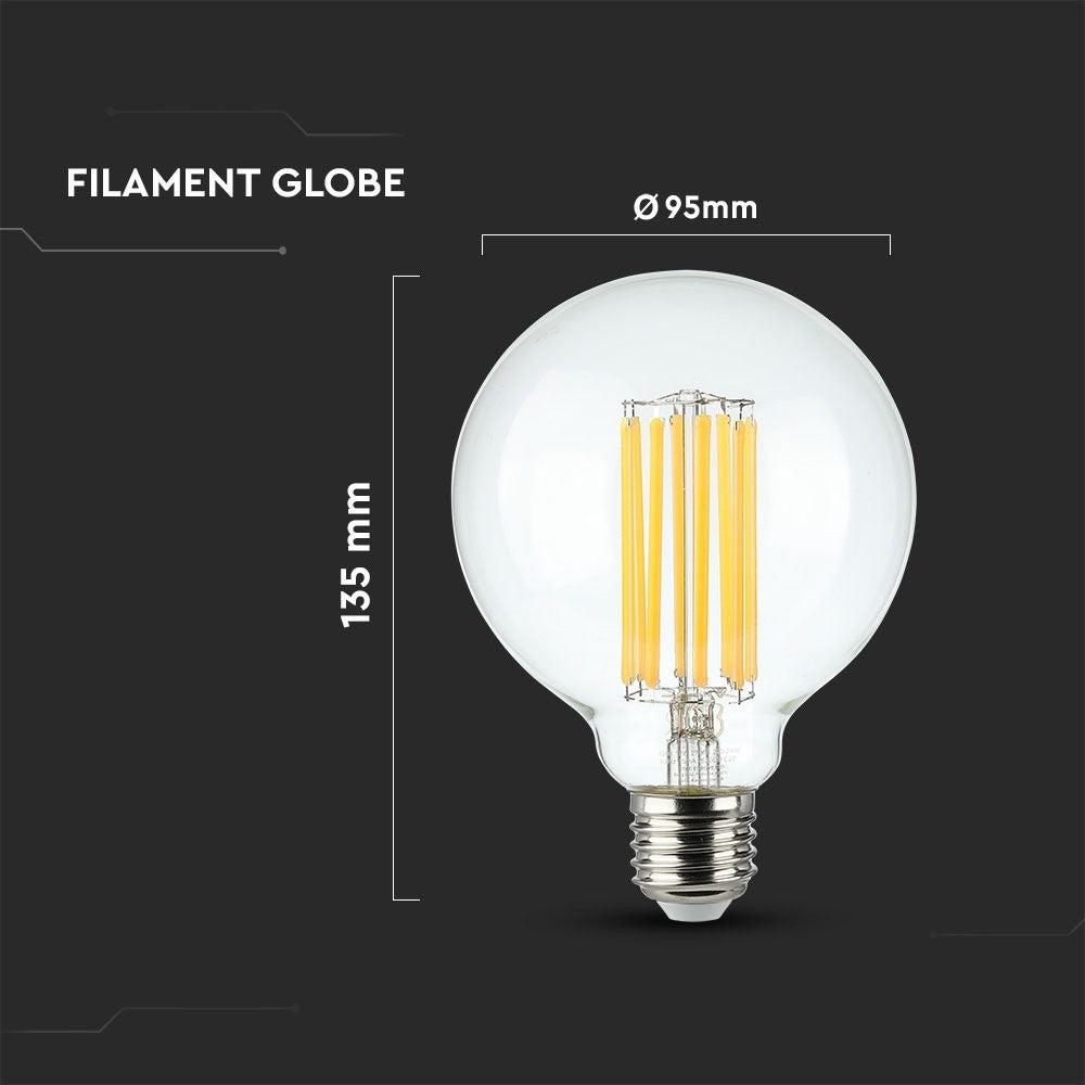 18W G95 Żarówka LED Filament / Barwa:3000K / Skuteczność: 135lm/W / Trzonek:E27