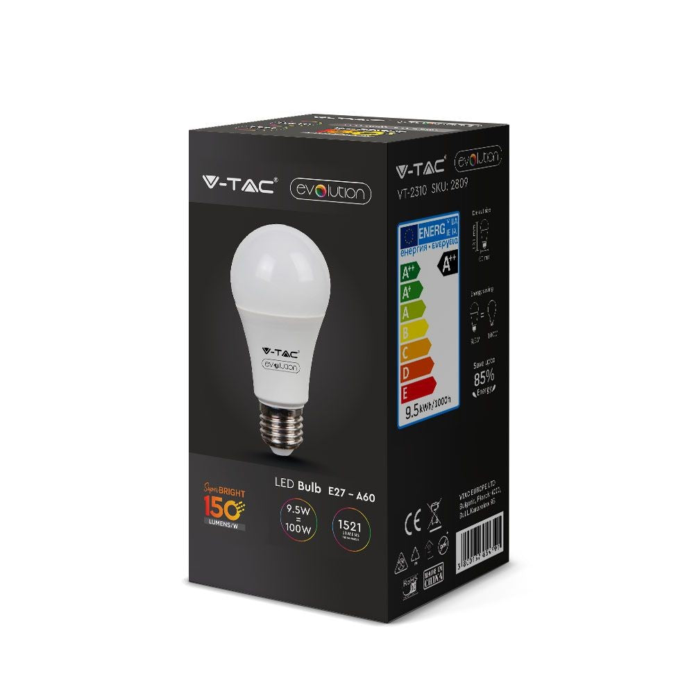 9.5W A60 Żarówka LED / Barwa:3000K / Skuteczność: 160lm/W / Trzonek:E27