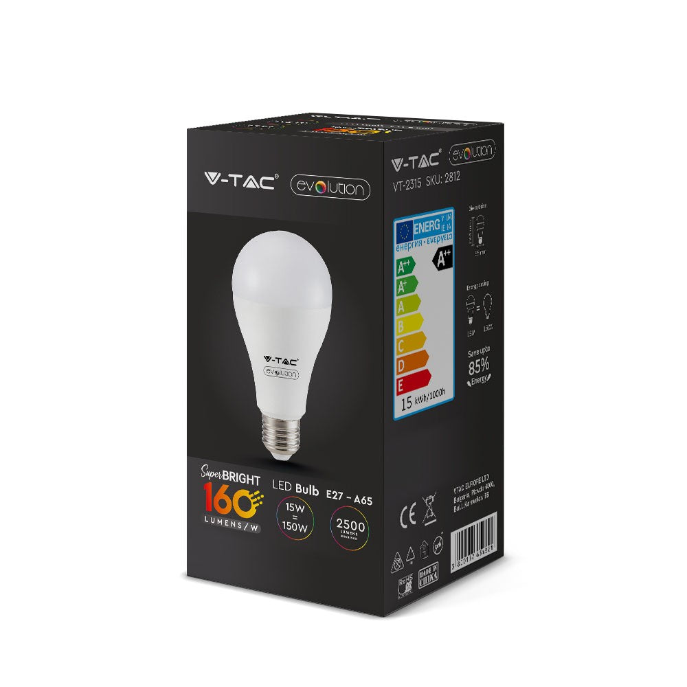 15W A65 Żarówka LED / Barwa:6400K / Skuteczność: 160lm/W / Trzonek:E27