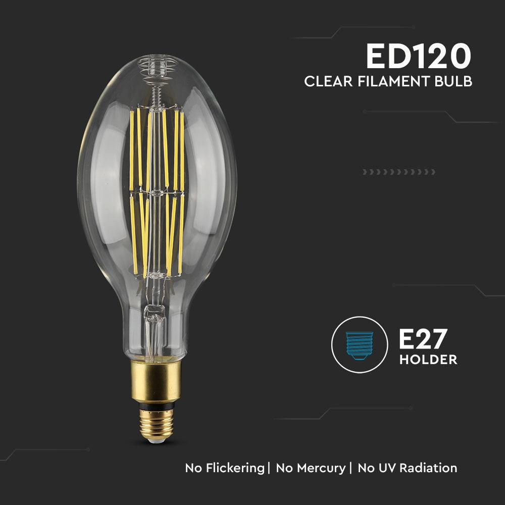 24W LED ED120 Żarówka LED Filament / Klosz Transparentny / Barwa:4000K / Skuteczność: 160lm/W / Trzonek:E27
