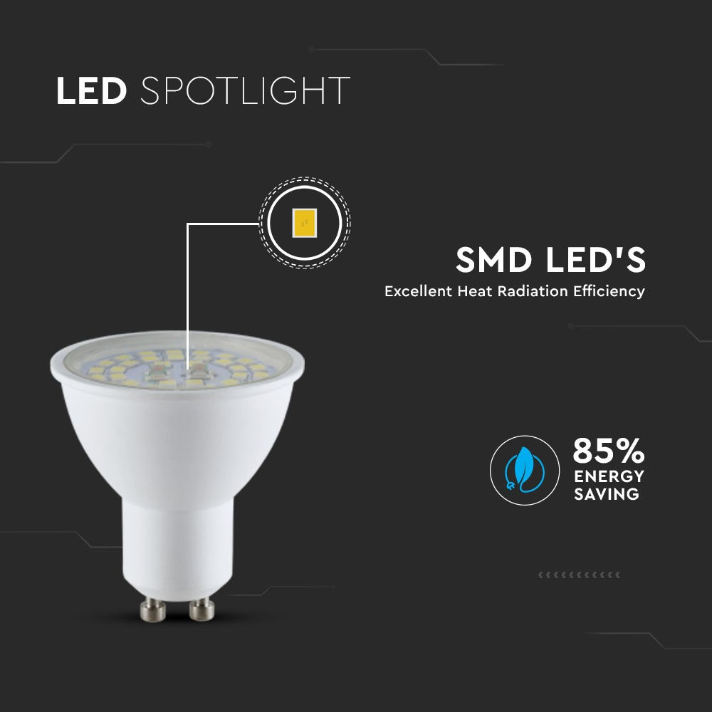 5W GU10 Żarówka LED / Klosz Transparentny / Barwa:3000K / Skuteczność: 160lm/W / Trzonek: GU10