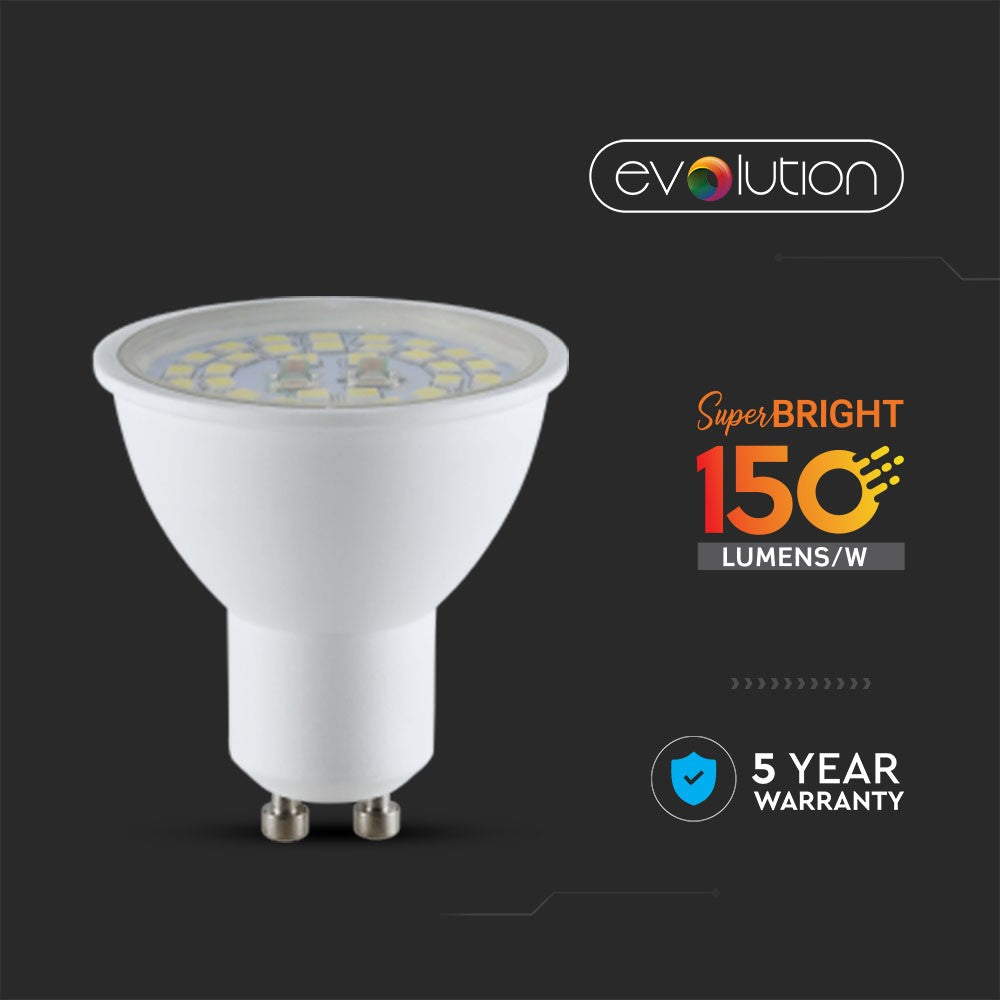 5W GU10 Żarówka LED / Klosz Transparentny / Barwa:3000K / Skuteczność: 160lm/W / Trzonek: GU10