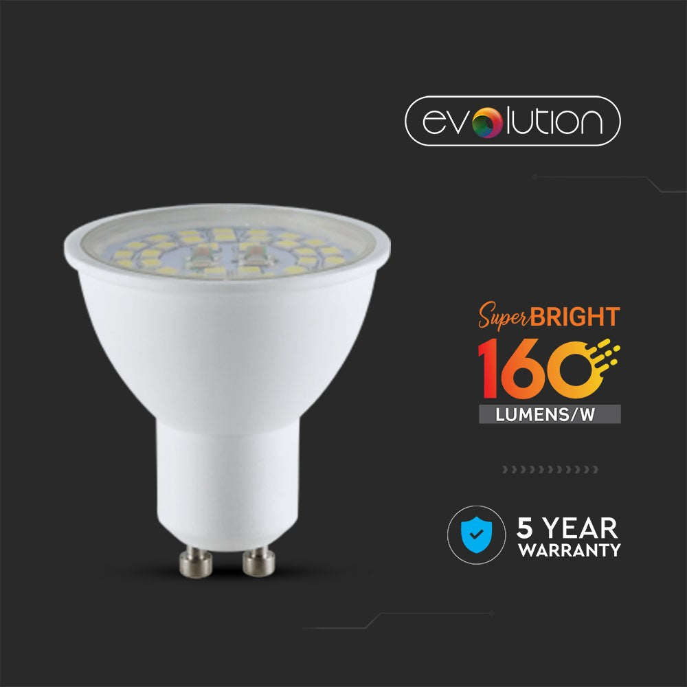 5W GU10 Żarówka LED / Klosz Transparentny / Barwa:4000K / Skuteczność: 160lm/W / Trzonek: GU10