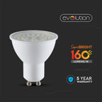 5W GU10 Żarówka LED / Klosz Transparentny / Barwa:6400K / Skuteczność: 160lm/W / Trzonek: GU10