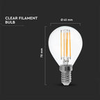 6W P45 Filament / Klosz Transparentny/ Barwa:2700K / Trzonek: E14