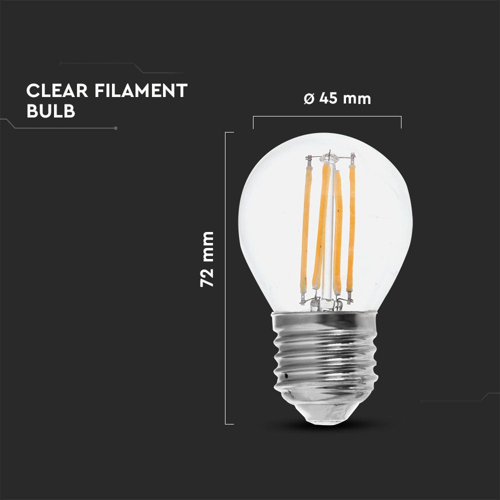 6W G45 Filament / Klosz Transparentny/ Barwa:2700K / Trzonek: E27 / Skuteczność: 130lm/W