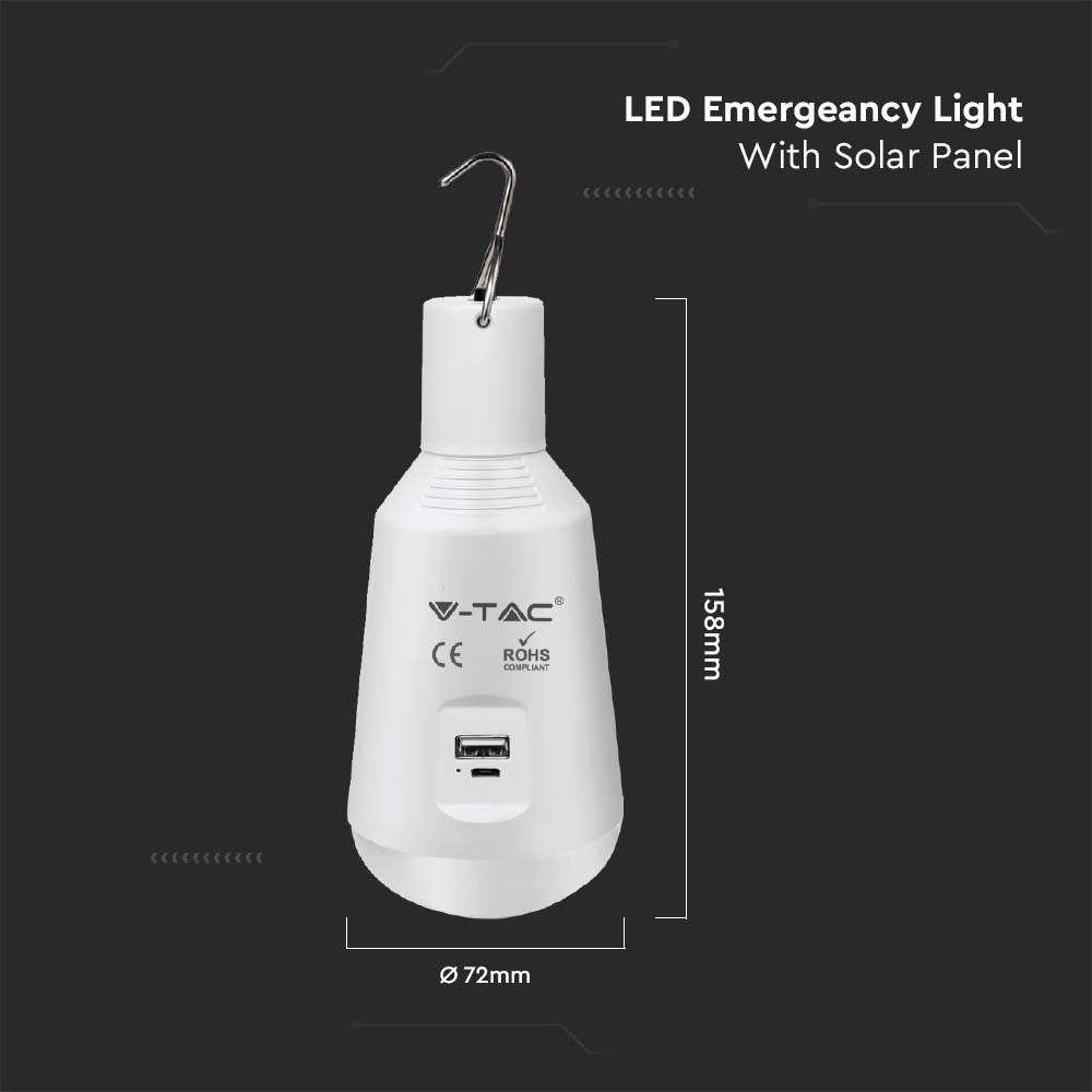 7W Żarówka LED z baterią i panelem solarnym / Chip SAMSUNG / Barwa:3w1 / Trzonek:E27