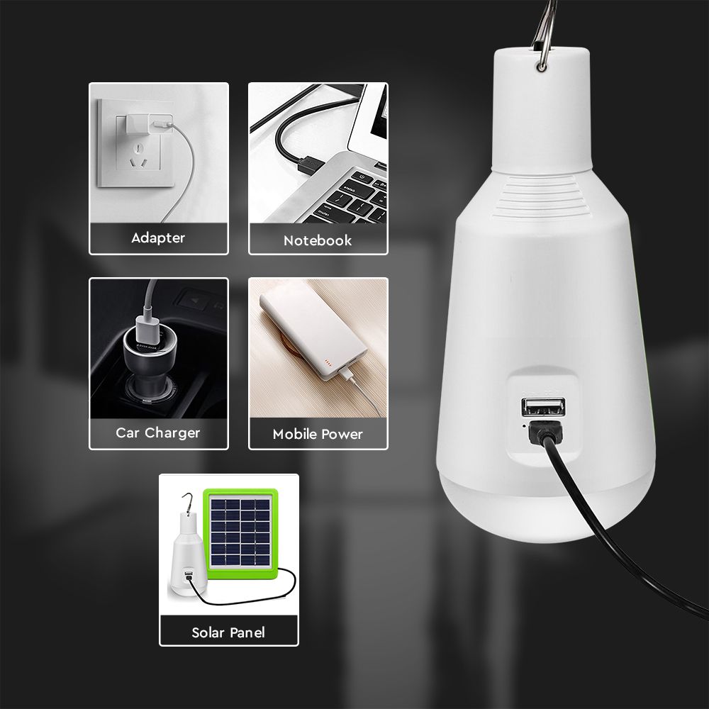 7W Żarówka LED z baterią i panelem solarnym / Chip SAMSUNG / Barwa:3w1 / Trzonek:E27