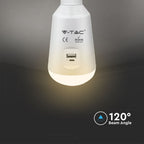 7W Żarówka LED z baterią i panelem solarnym / Chip SAMSUNG / Barwa:3w1 / Trzonek:E27