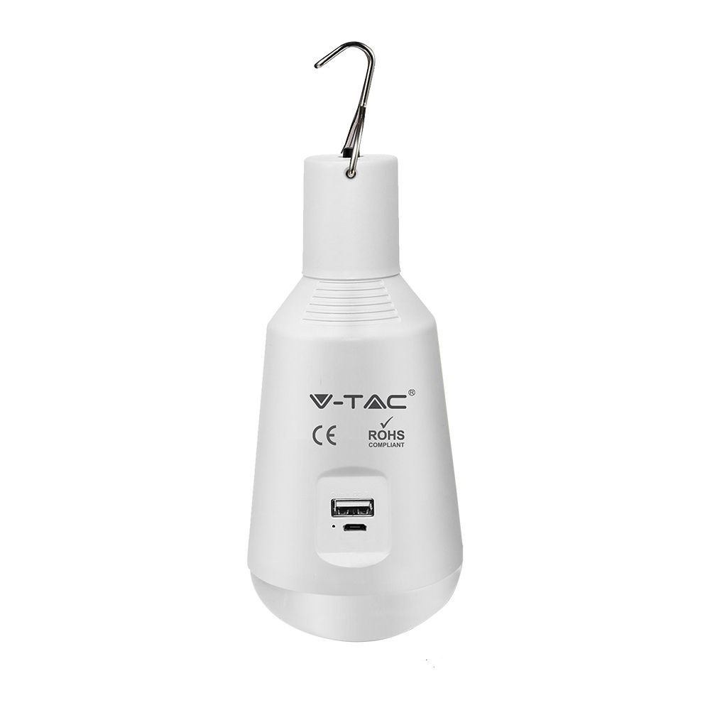 7W Żarówka LED z baterią i panelem solarnym / Chip SAMSUNG / Barwa:3w1 / Trzonek:E27