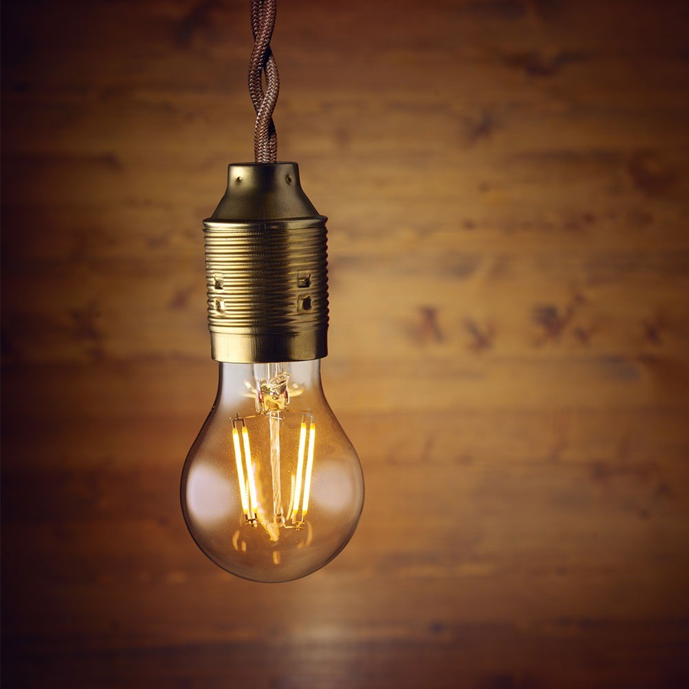 6W A60 Żarówka LED Filament / Klosz Bursztynowy / Chip SAMSUNG / Barwa:2200K / Trzonek:E27