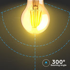 6W A60 Żarówka LED Filament / Klosz Bursztynowy / Chip SAMSUNG / Barwa:2200K / Trzonek:E27