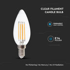 4W C35 Żarówka LED Filament / Klosz Transparentny / Barwa:3000K / Ściemniana / Trzonek:E14