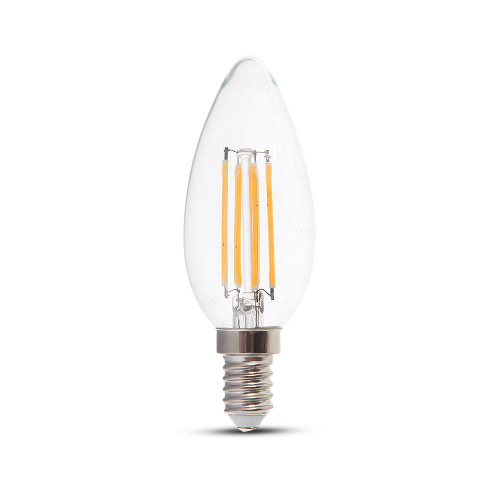 4W C35 Żarówka LED Filament / Klosz Transparentny / Barwa:3000K / Ściemniana / Trzonek:E14