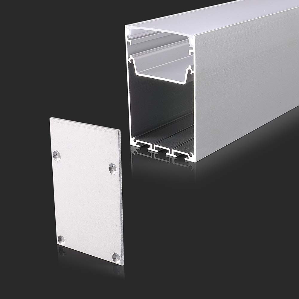 Profil Aluminiowy do paska LED na powierzchniowy / 2000mmx50mmx75mm / Klosz: Mleczny / Kolor: Aluminium