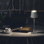 3W Lampka nocna LED zasilana bateryjnie / Ściemnianie przez dotyk / Barwa: 3000K / Obudowa: Szara