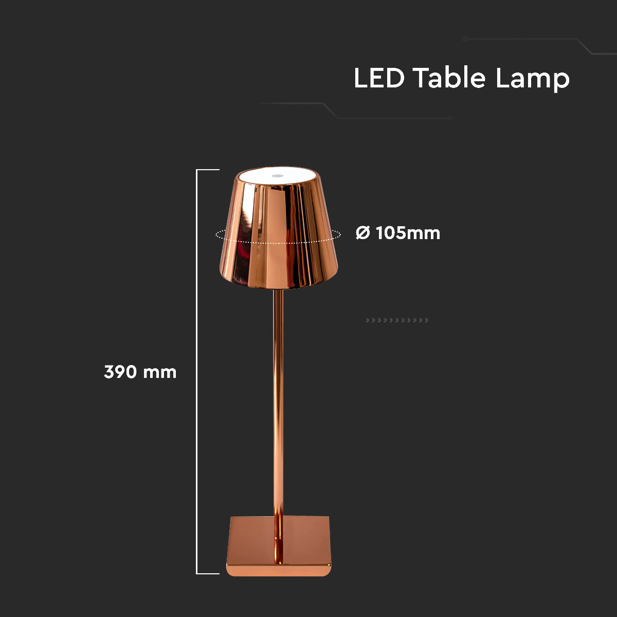 3W Lampka nocna LED zasilana bateryjnie / Ściemnianie przez dotyk / Barwa: 4000K / Obudowa: Złota
