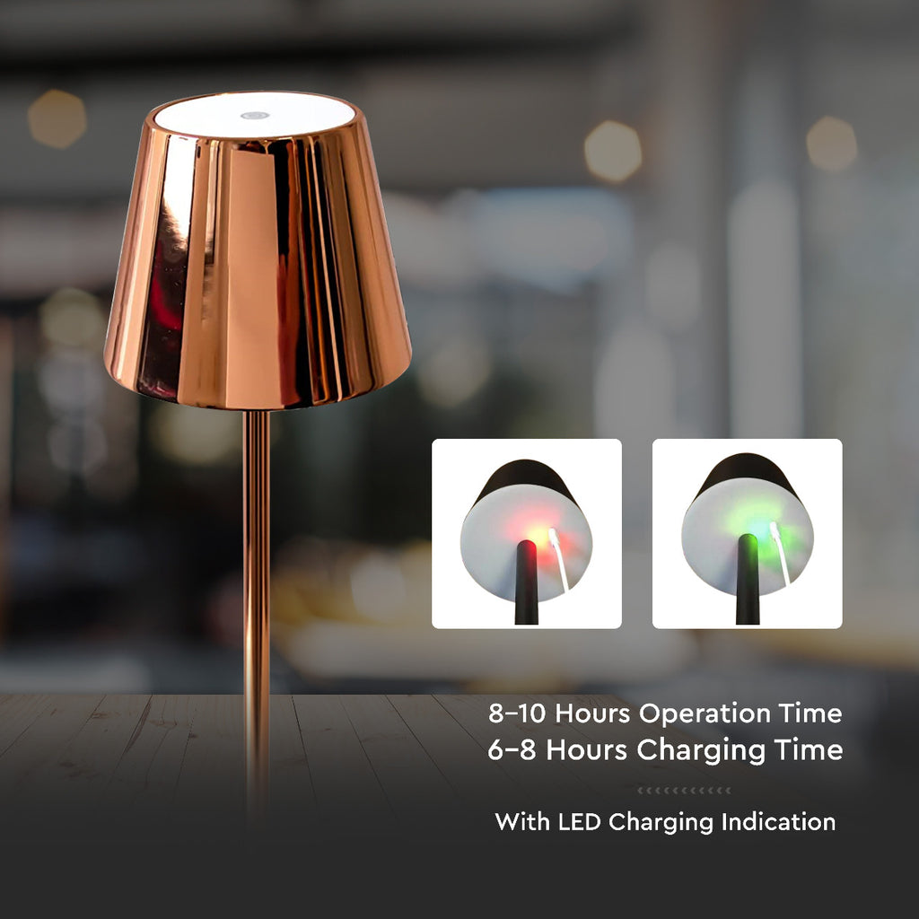3W Lampka nocna LED zasilana bateryjnie / Ściemnianie przez dotyk / Barwa: 4000K / Obudowa: Złota