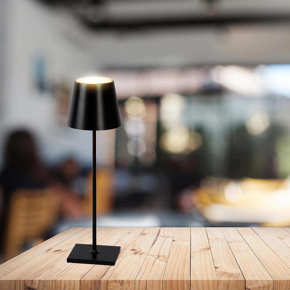 3W Lampka nocna LED zasilana bateryjnie / Ściemnianie przez dotyk / Barwa: 3000K / Obudowa: Czarna