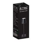 3W Lampka nocna LED zasilana bateryjnie / Ściemnianie przez dotyk / Barwa: 3000K / Obudowa: Czarna