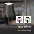 3W Lampka nocna LED zasilana bateryjnie / Ściemnianie przez dotyk / Barwa: 3000K / Obudowa: Czarna