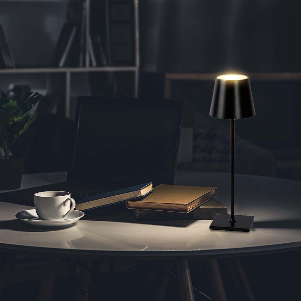 3W Lampka nocna LED zasilana bateryjnie / Ściemnianie przez dotyk / Barwa: 3000K / Obudowa: Czarna