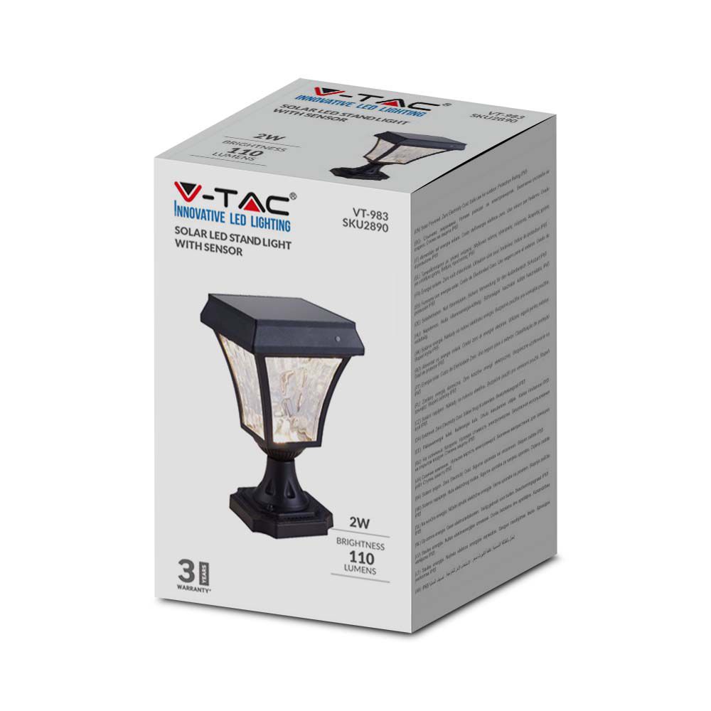 Solarna lampa stojąca ogrodowa / Wysokość: 250 mm / Obudowa: Czarna / Barwa:3w1 / IP65 /
