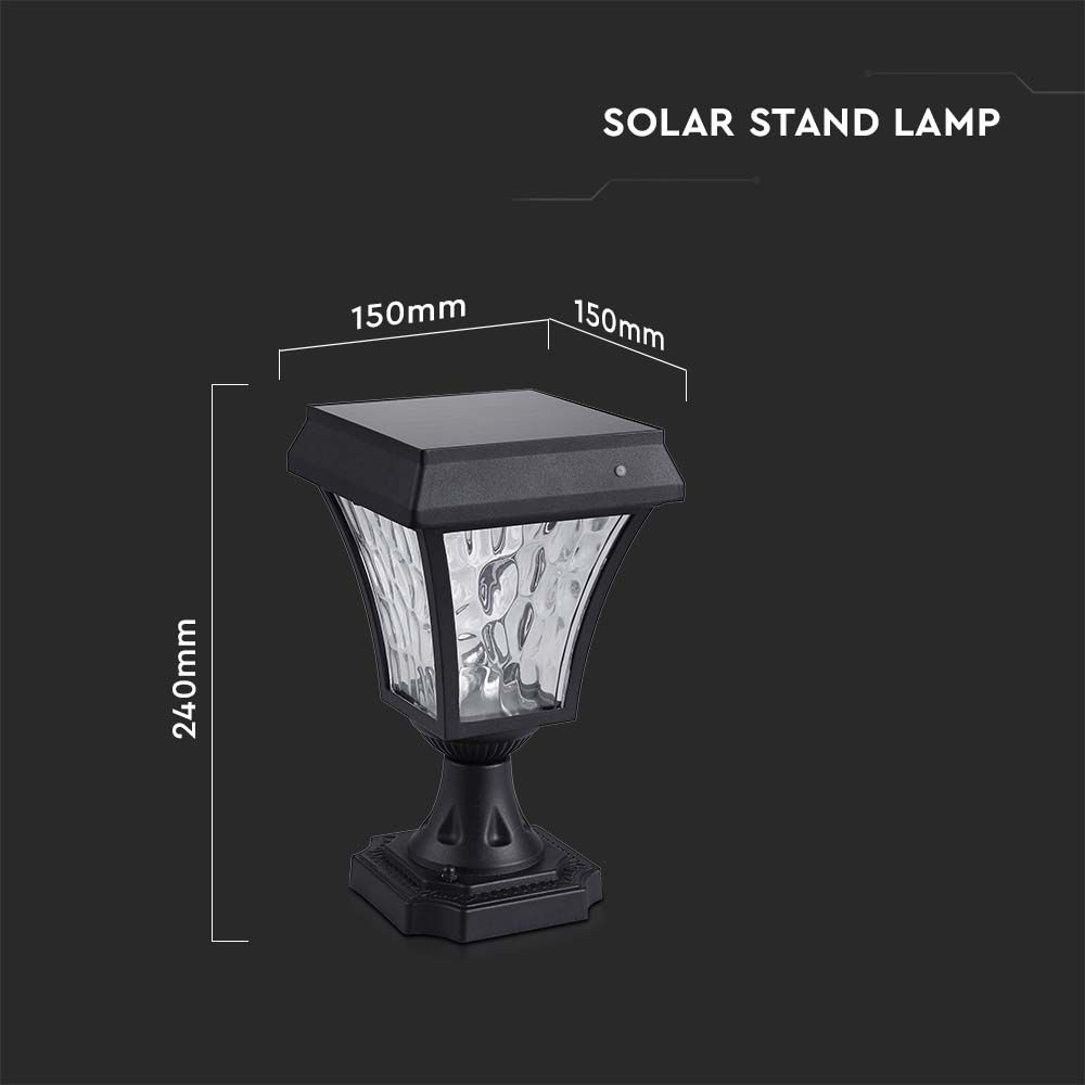 Solarna lampa stojąca ogrodowa / Wysokość: 250 mm / Obudowa: Czarna / Barwa:3w1 / IP65 /
