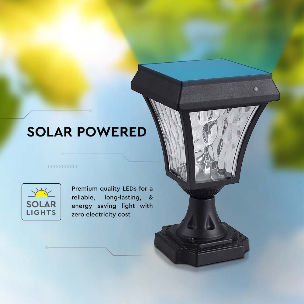 Solarna lampa stojąca ogrodowa / Wysokość: 250 mm / Obudowa: Czarna / Barwa:3w1 / IP65 /