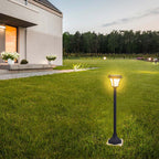 Solarna lampa stojąca ogrodowa / Wysokość: 930 mm / Obudowa: Czarna / Barwa:3w1 / IP65 /